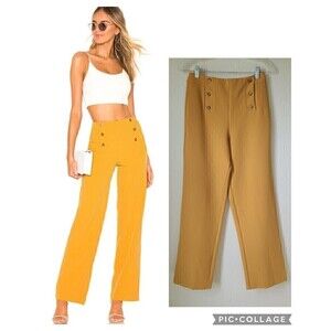Revolve Tularosa Yellow Pant XS Cotton Blend Straight 26 X 31 Minimalist Stretch